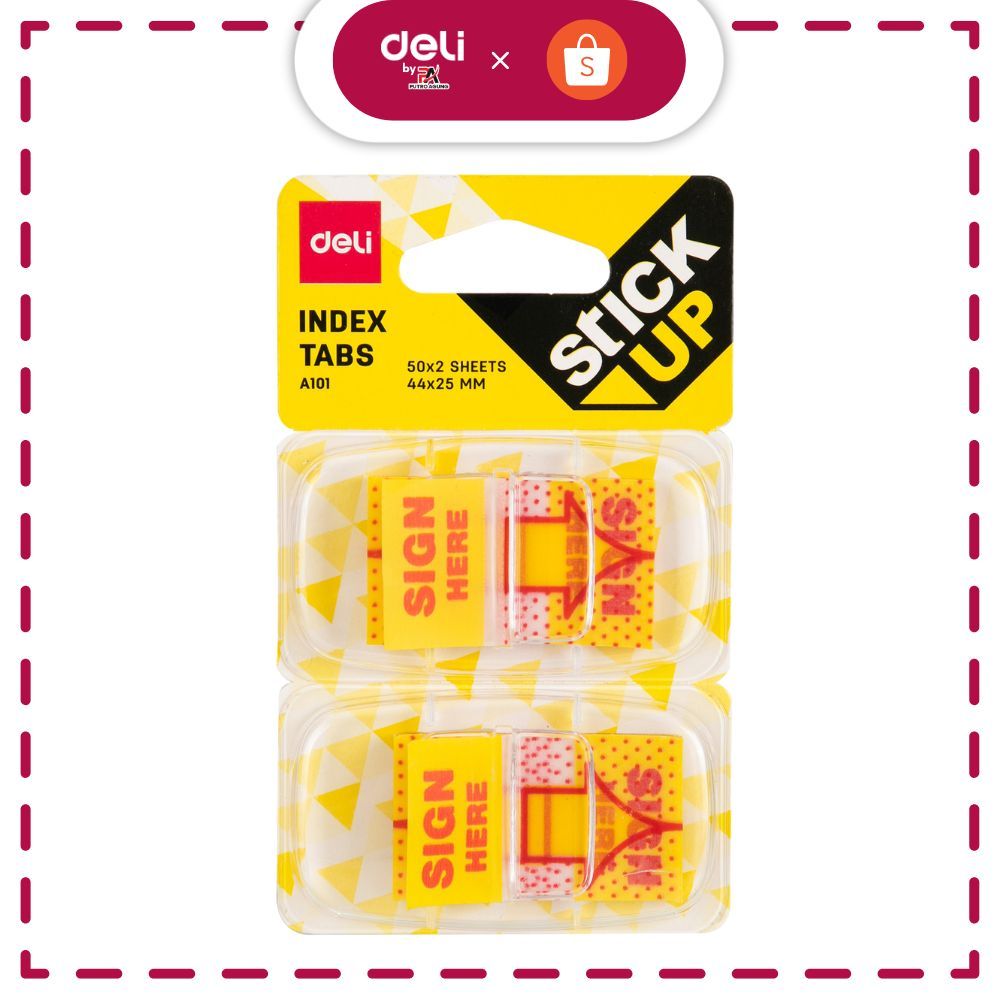 

Deli Index Tab Plastik Sign Here 43*12mm, 44*25mm [20 sheets/5 Warna] EA10101 EA11302