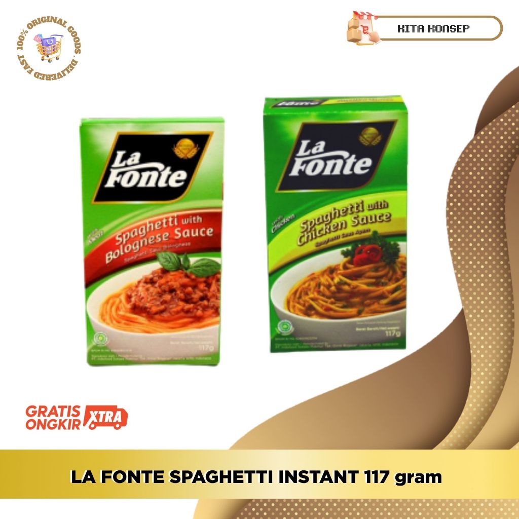 

LA FONTE SPAGHETTI INSTANT 117 gram saus bolognese saus chicken box 117 gram