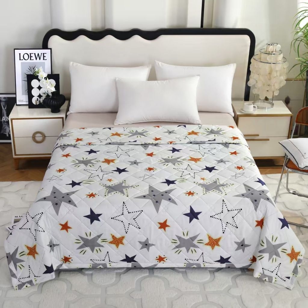 Selimut katun ukuran 180x200 model bedcover tipis bahan adem dan lembut varian motif