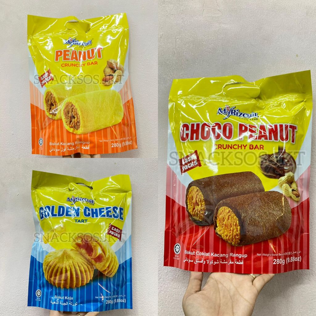 

MYBIZCUIT CHOCO PEANUT CRUNCHY BAR / PEANUT CRUNCHY BAR / GOLDEN CHEESE TART 280G - MY BIZCUIT MYBISCUIT