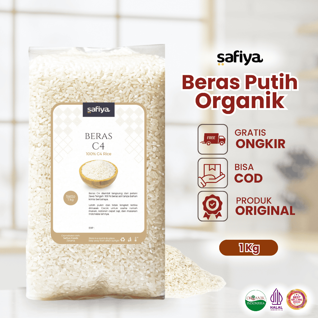 Safiya Beras Organik C4 1 Kg Pulen Premium