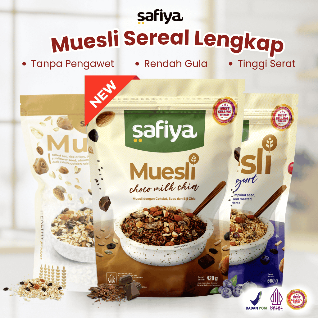 Safiya Muesli 1 Kg Oatmeal Dried Fruit Sereal Lengkap Rendah Kalori
