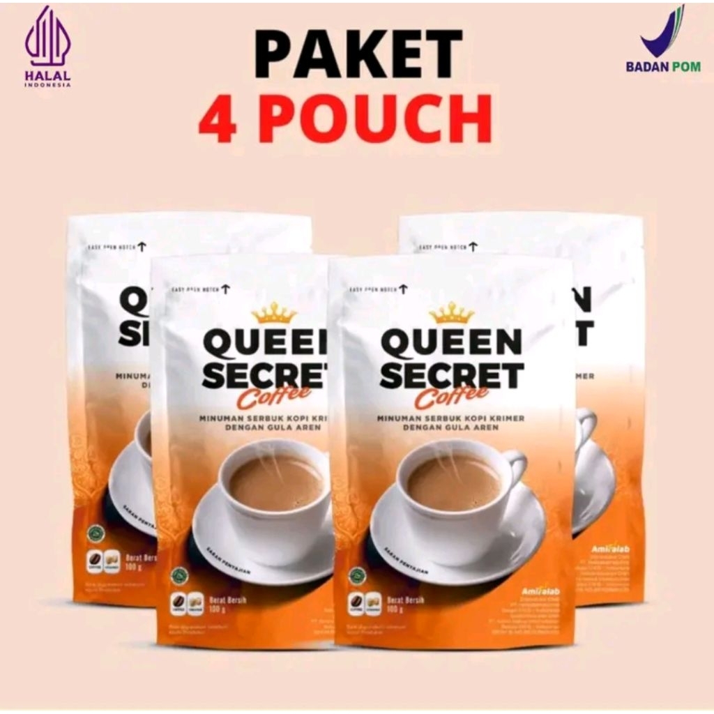 

[PROMO TERBARU] PAKET HEMAT 4 POUCH QUEEN SECRET COFFEE 100 GRAM
