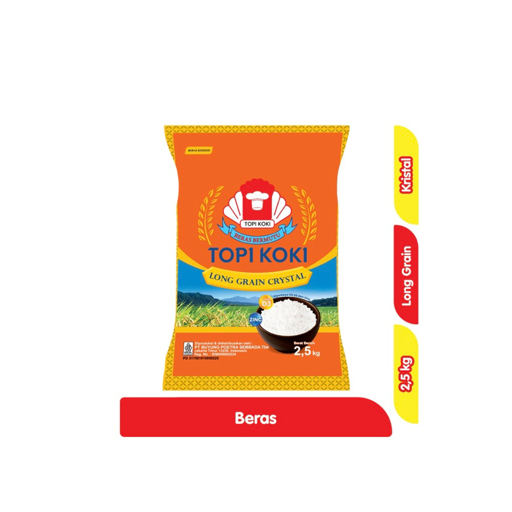

Topi Koki Beras Long Grain Kristal 2.5 kg