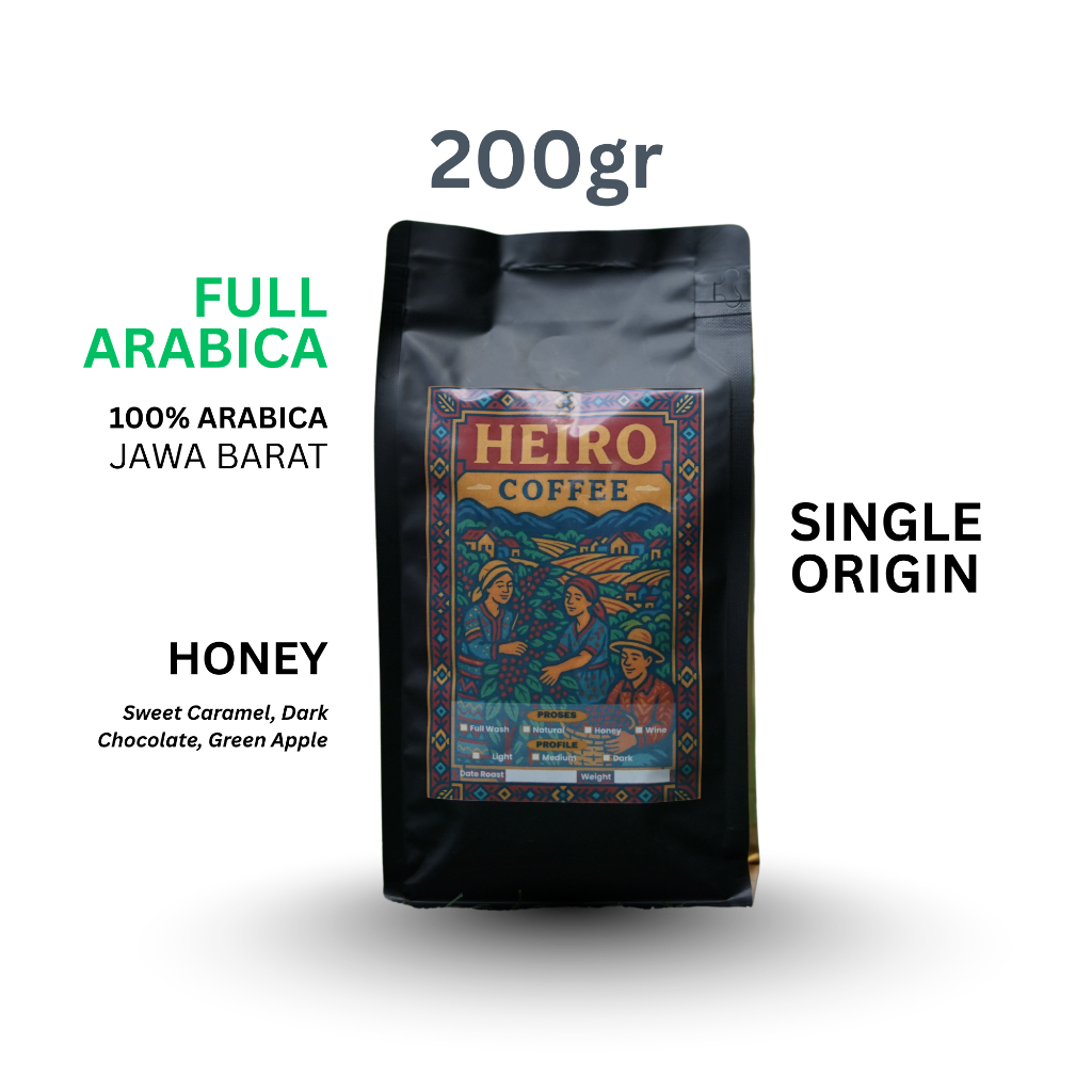 

Heiro Coffee - Biji Kopi HONEY 100% Arabika 200g / Bubuk Roasted Coffee Bean Filter Single Origin