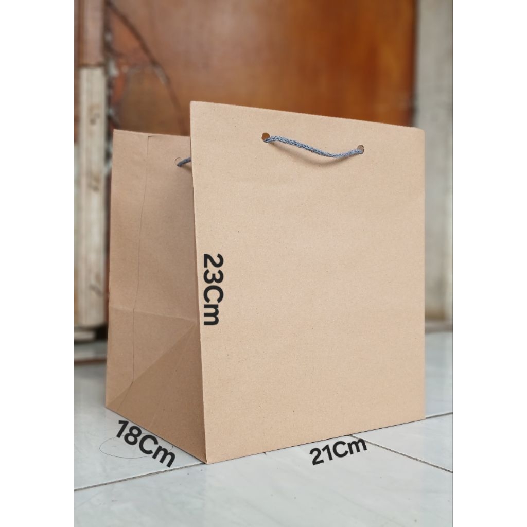 

Paperbag murah/Paperbag coklat polos/tas kertas/tas kado Murah R8 21×18×23