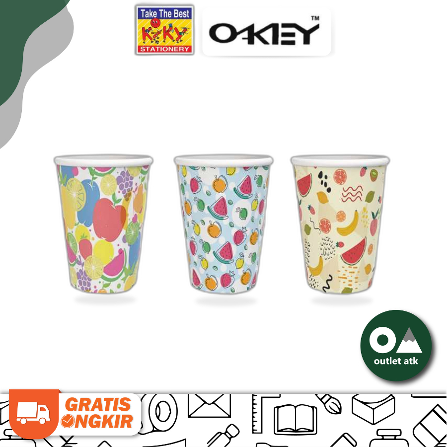 Paper Cup 12 Oz Motif / Gelas Kertas Minuman Panas Kiky Oakey Premium isi 10