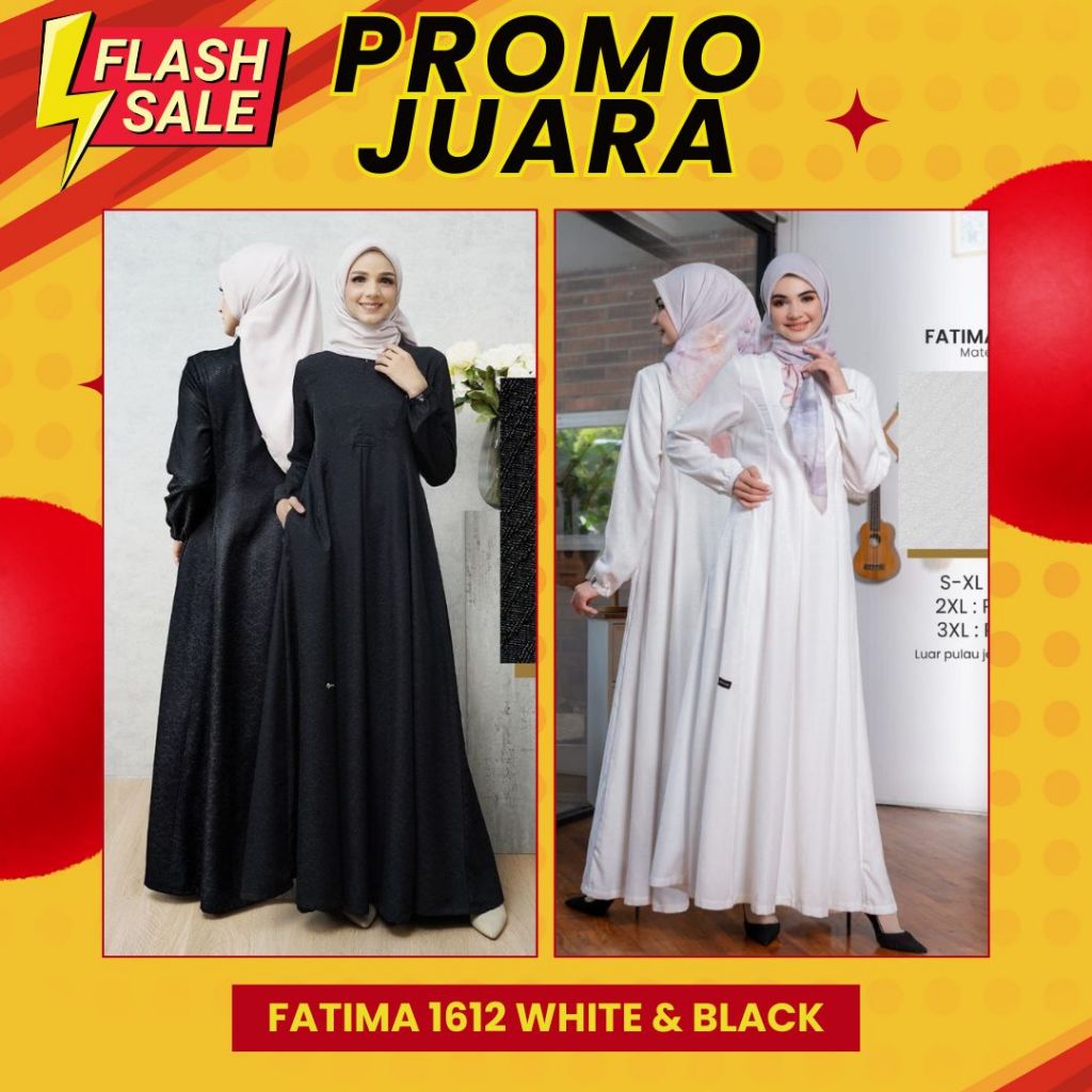 PROMO JUARA / DAMOZA FATIMA 1612 / GAMIS HITAM / GAMIS PUTIH / DAMOZA FATIMA WHITE / DAMOZA FATIMA B