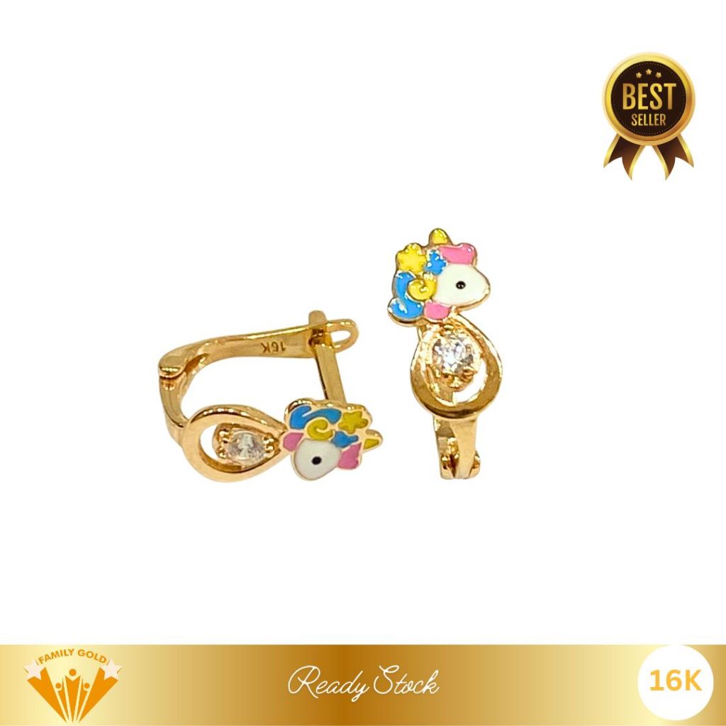 Anting Emas Anak Kadar 16K Model Jepit Karakter Variasi Family Gold