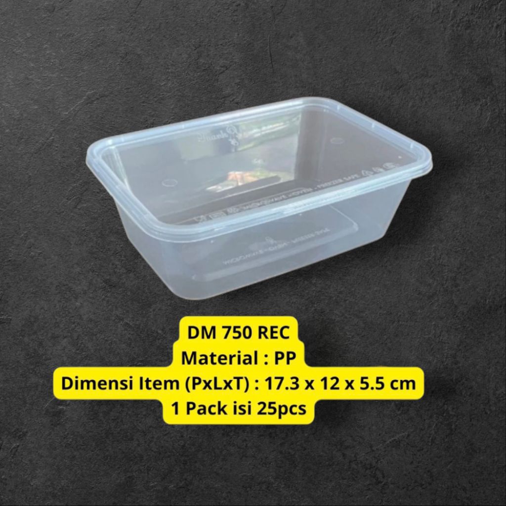 Thinwall Persegi Panjang 750ml