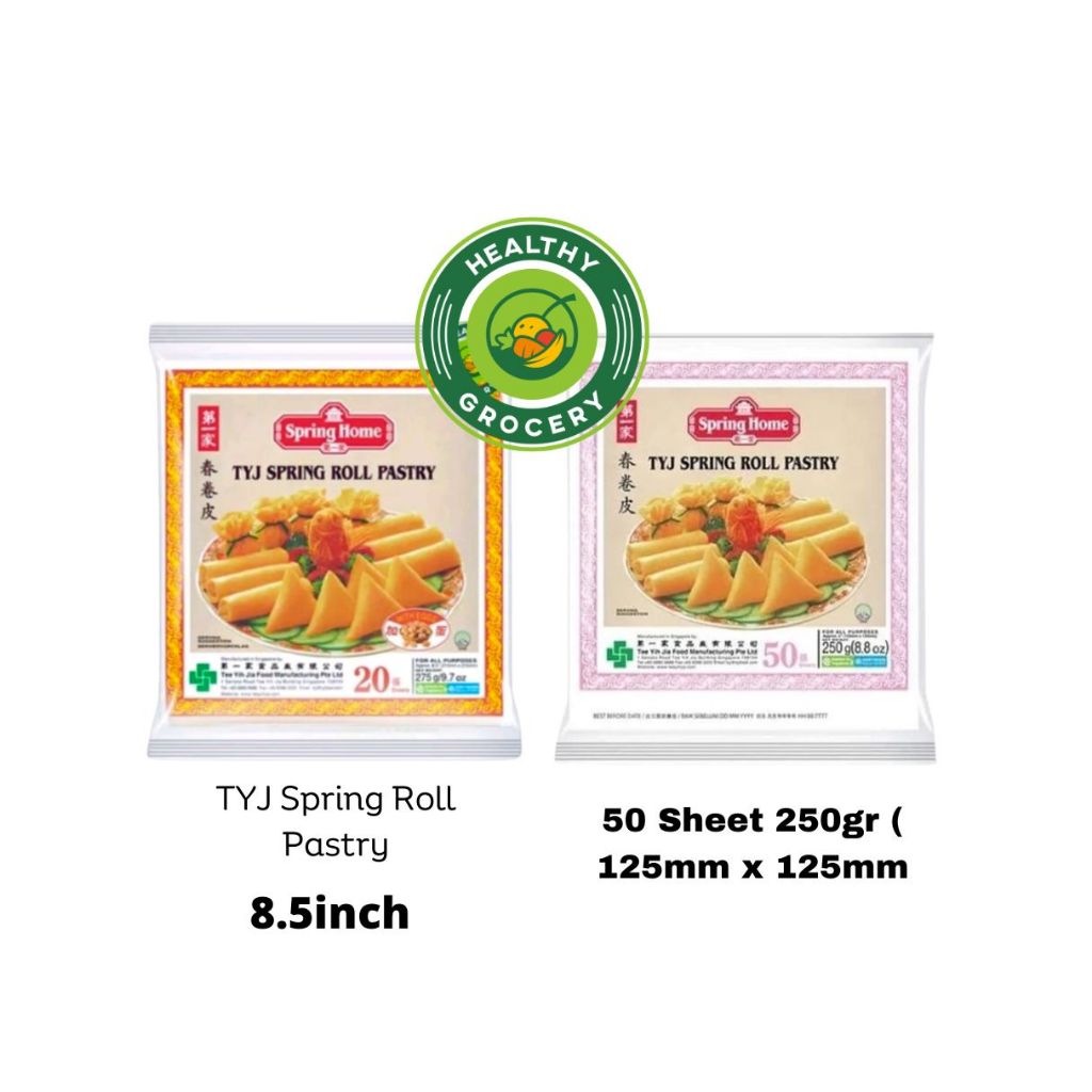 TYJ Spring Roll Pastry 8.5 Inch/ Kulit Pangsit / TYJ Spring Roll Pastry 50 Sheet 250gr ( 125mm x 125