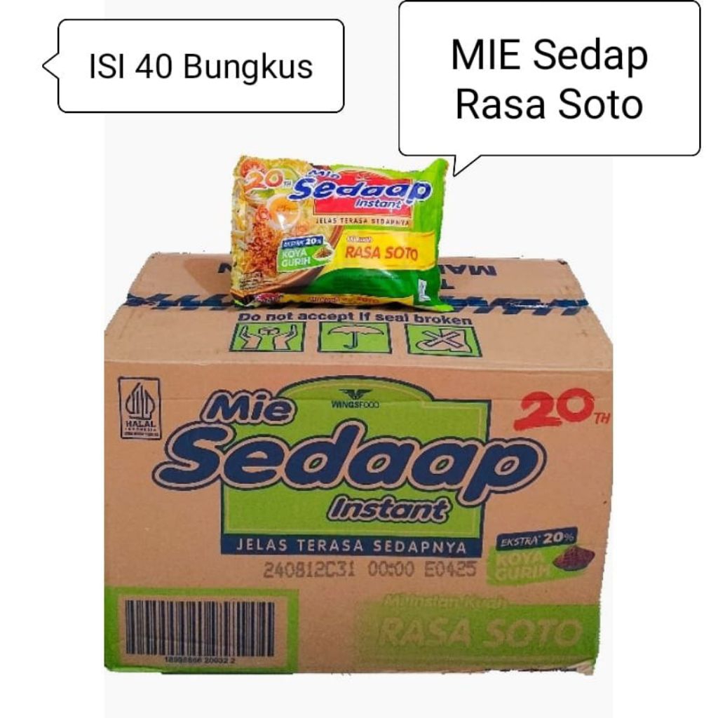 

Mie sedaap Kuah Rasa Soto 1 Dus isi 40 Bungkus