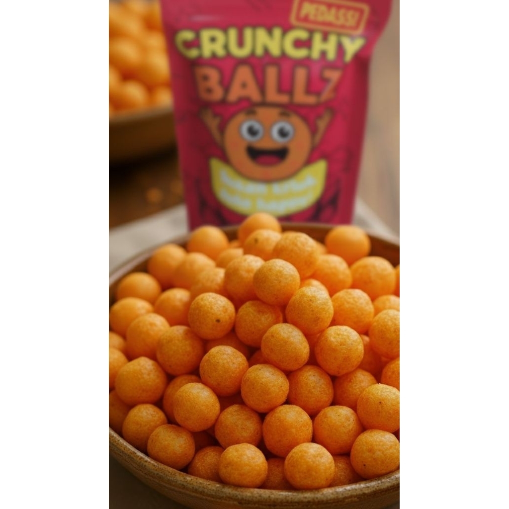 

SNACK MAKANAN RINGAN BOLA-BOLA KRIUK CRUNCHY BALL PEDAS & GURIH ORIGINAL