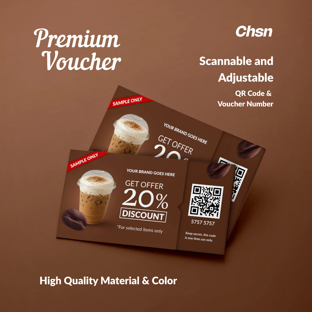 

100PCS Cetak Voucher Diskon Promo Undian Doorprize Bahan Artapaper High Quality