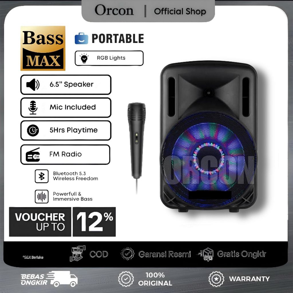 Subwoofer Louspeker Speaker Bluetooth Karaoke Super Bass Gratis Microphone Salon Aktif Jumbo