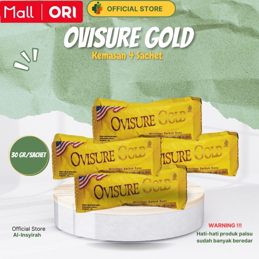 

4 Sachet Ovisure Gold Milk Susu Asam Urat - Susu Ovisure Gold Milk Sachet 30 gram