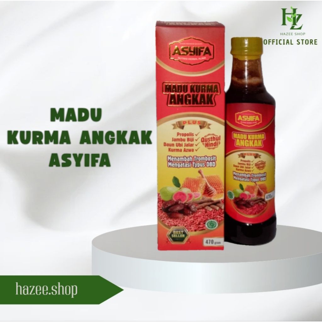 

Madu Kurma Angkak Asyifa Original Plus Qustul Hindi, Madu Trombosit Extra Jambu Biji, DBD, Meningkatkan HB 470 gram