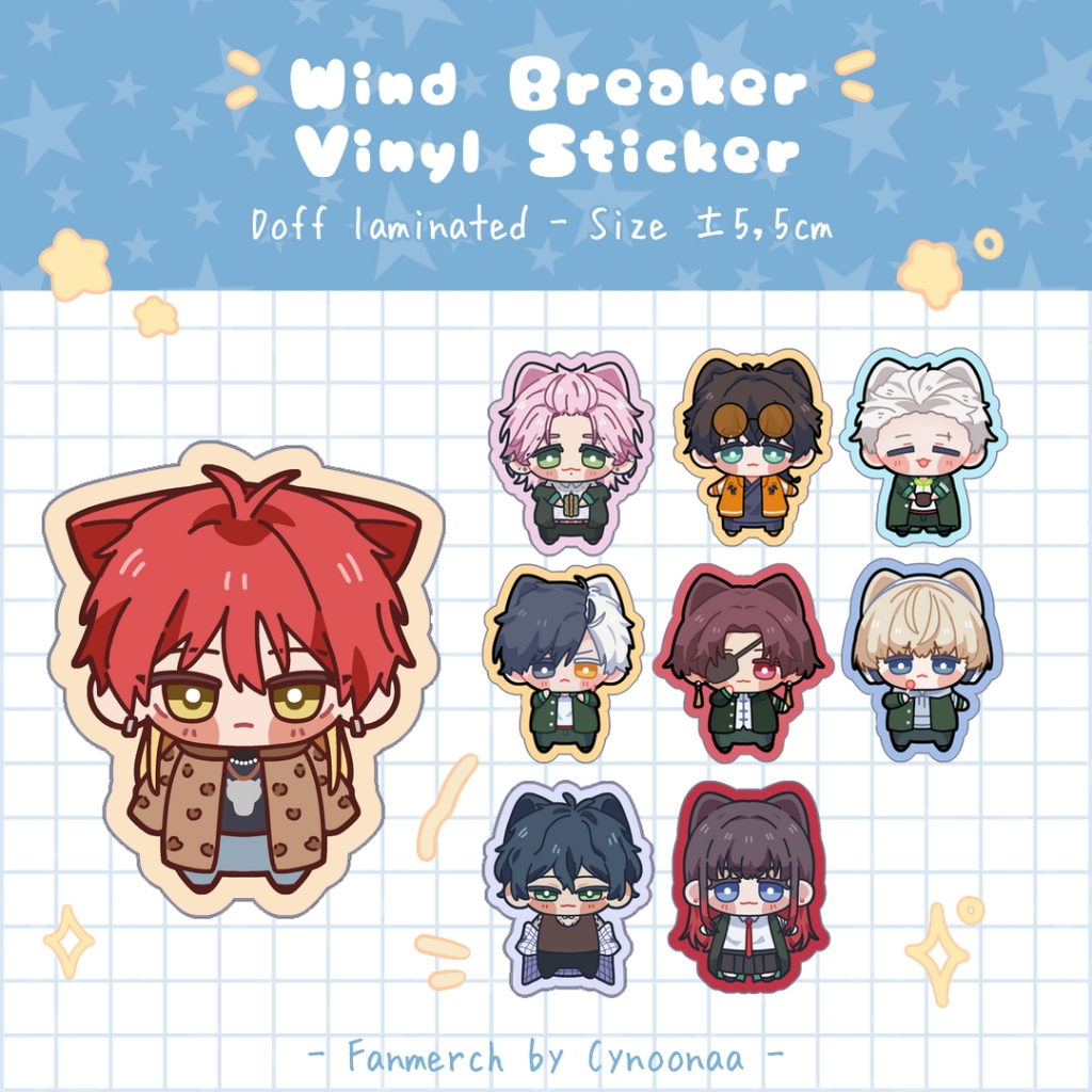 

[Cynoonaa] Buy 3 Get 1 Wind Breaker Doff Vinyl Sticker| Stiker 5cm | Chika Endo Tsubakino Kiryu Sakura Kaji Umemiya Suo Togame