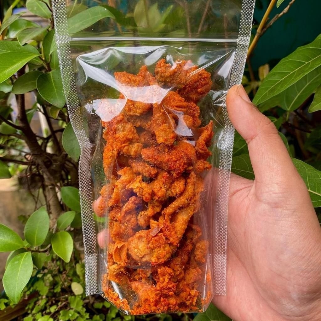 

Kripik Kulit ayam pedas cikruh daun jeruk enak crispy