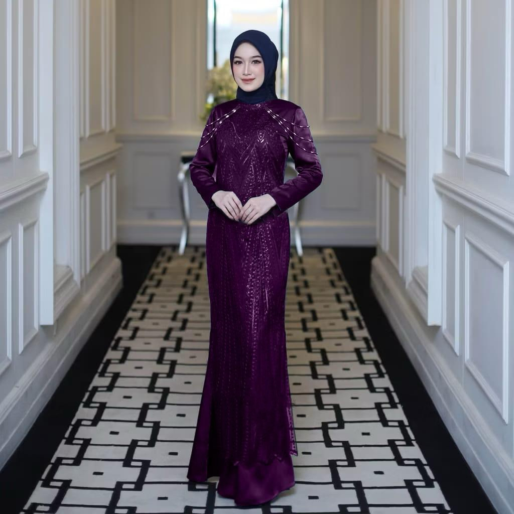 Dress Kondangan Wanita Remaja Simple Elegant Bahan Velvet Mix Brukat Premium Model Press Body Warna 