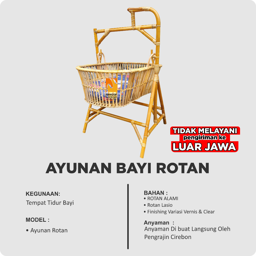 Ayunan Bayi Rotan Goyang, Ayunan Anak Baby, Ayunan minimalis estetik tempat Tidur Bayi baru lahir