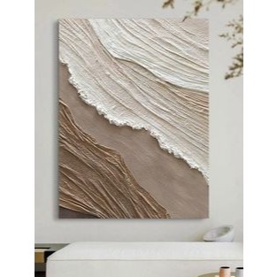 Lukisan Laut Cantik Earth Tone Kanvas Handmade Lukisan Tekstur Timbul