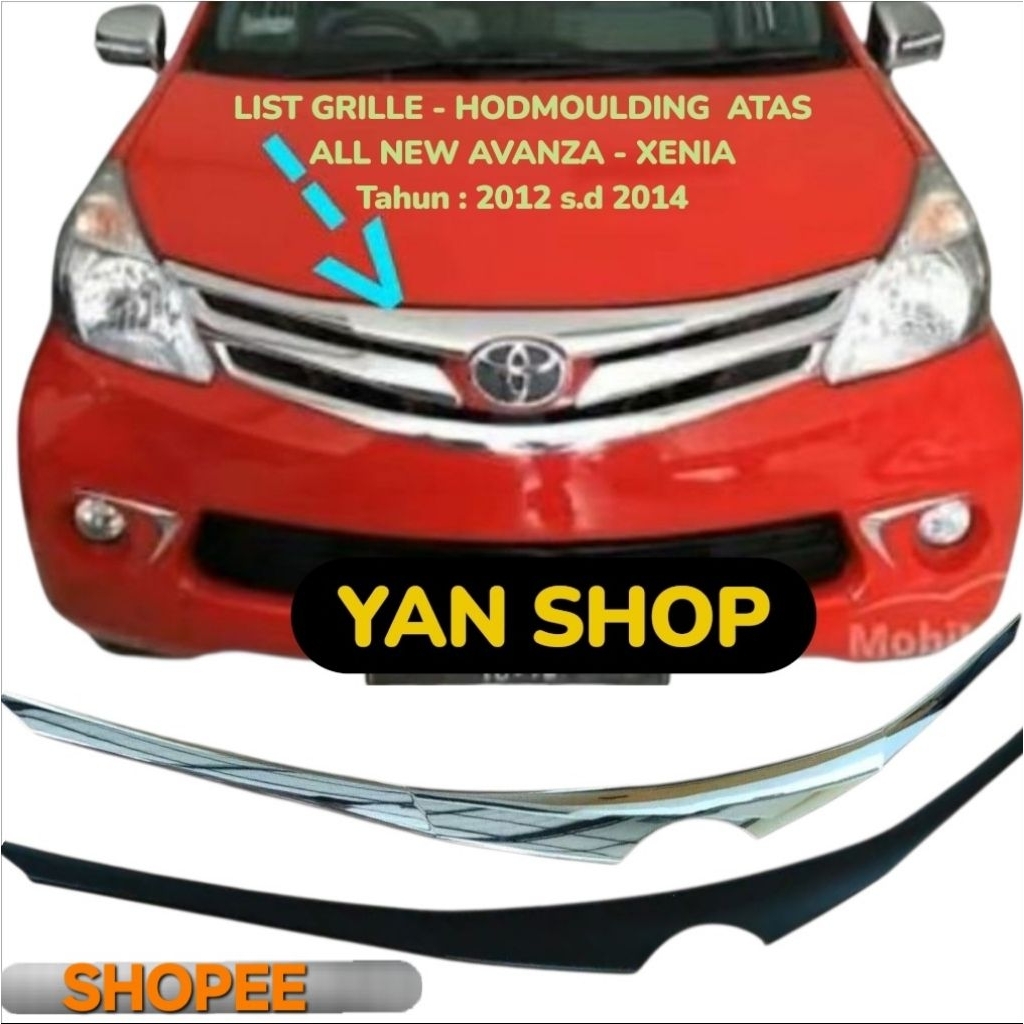 HODLIST HODMOULDING List grille GRILL BUMPER BAGIAN ATAS MOBIL TOYOTA ALL NEW AVANZA XENIA 2012 2013