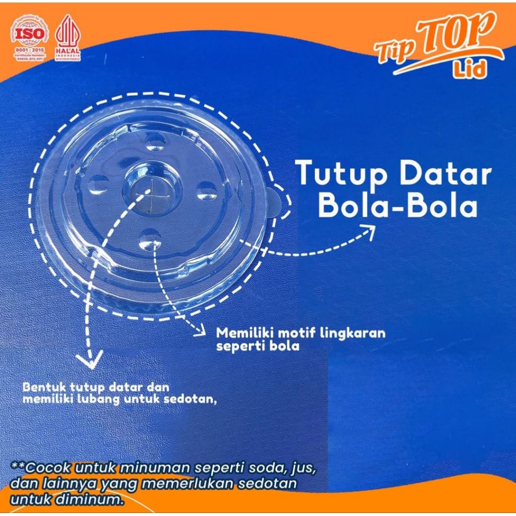 Tutup Cup es teh / Tutup Gelas es teh / Lid Cup Datar TIPTOP