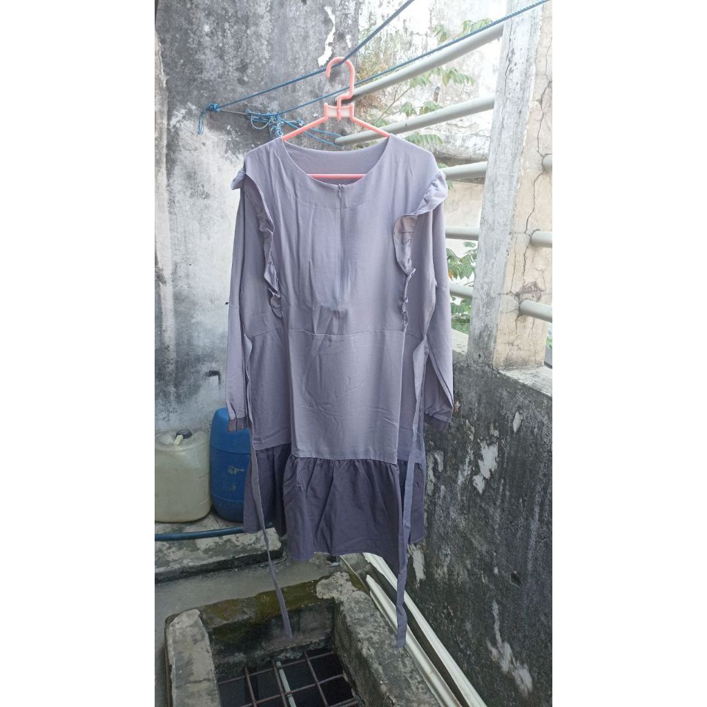 Tunik ruffle kombinasi 2 warna