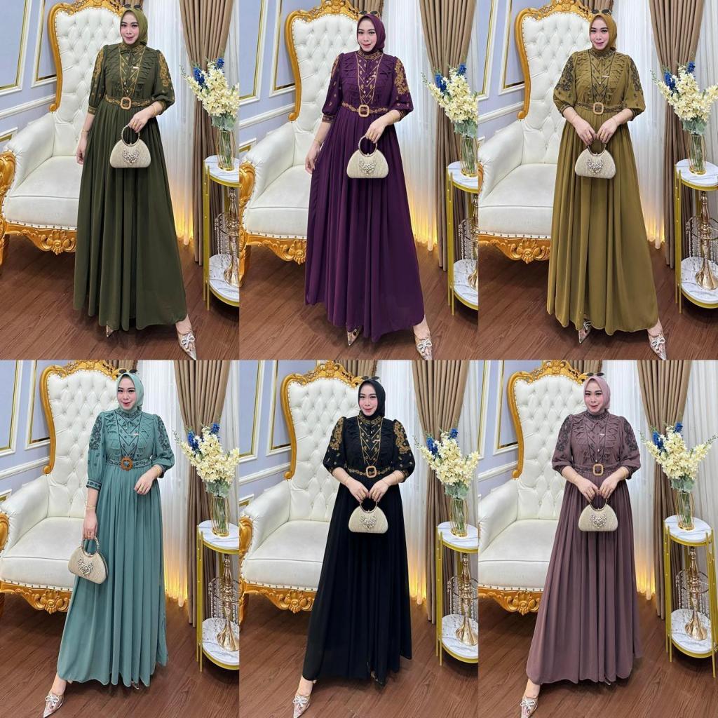 Kamila Mode - Gamis Ceruty Bordir Gamis bordir Terbaru Brand Aysha Shakira By Dies