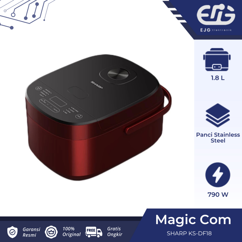 Sharp Magic Com Digital 1.8L KS DF18RD Rice Cooker 8 Auto Cook Menu 1.8 Liter