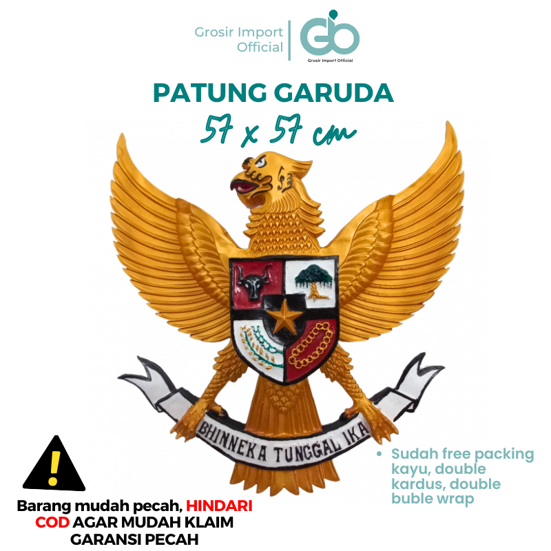 Patung Hiasan Pajangan Lambang Burung Garuda Pancasila Indonesia 57x57 3D Tempel Gantung Dekorasi De