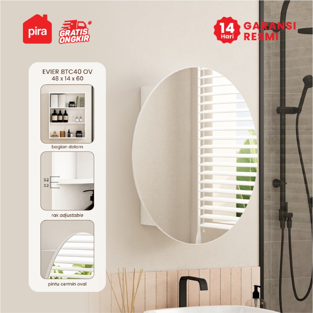 Pira - Evier BTC40 OV Rak Cermin Wastafel