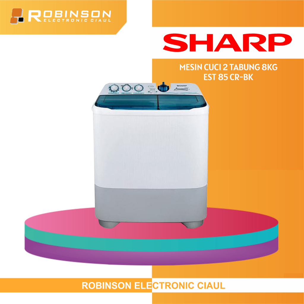 Sharp EST 85CR 8kg Double Pulsator Anti Rust || Sharp EST 85CR 8kg Mesin Cuci Kapasitas Besar