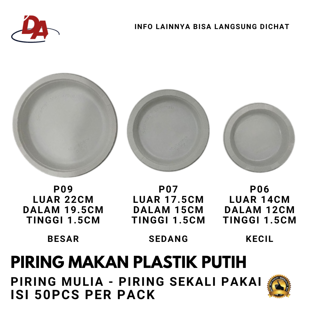 PIRING MAKAN PLASTIK - PIRING PLASTIK PUTIH - PIRING MULIA
