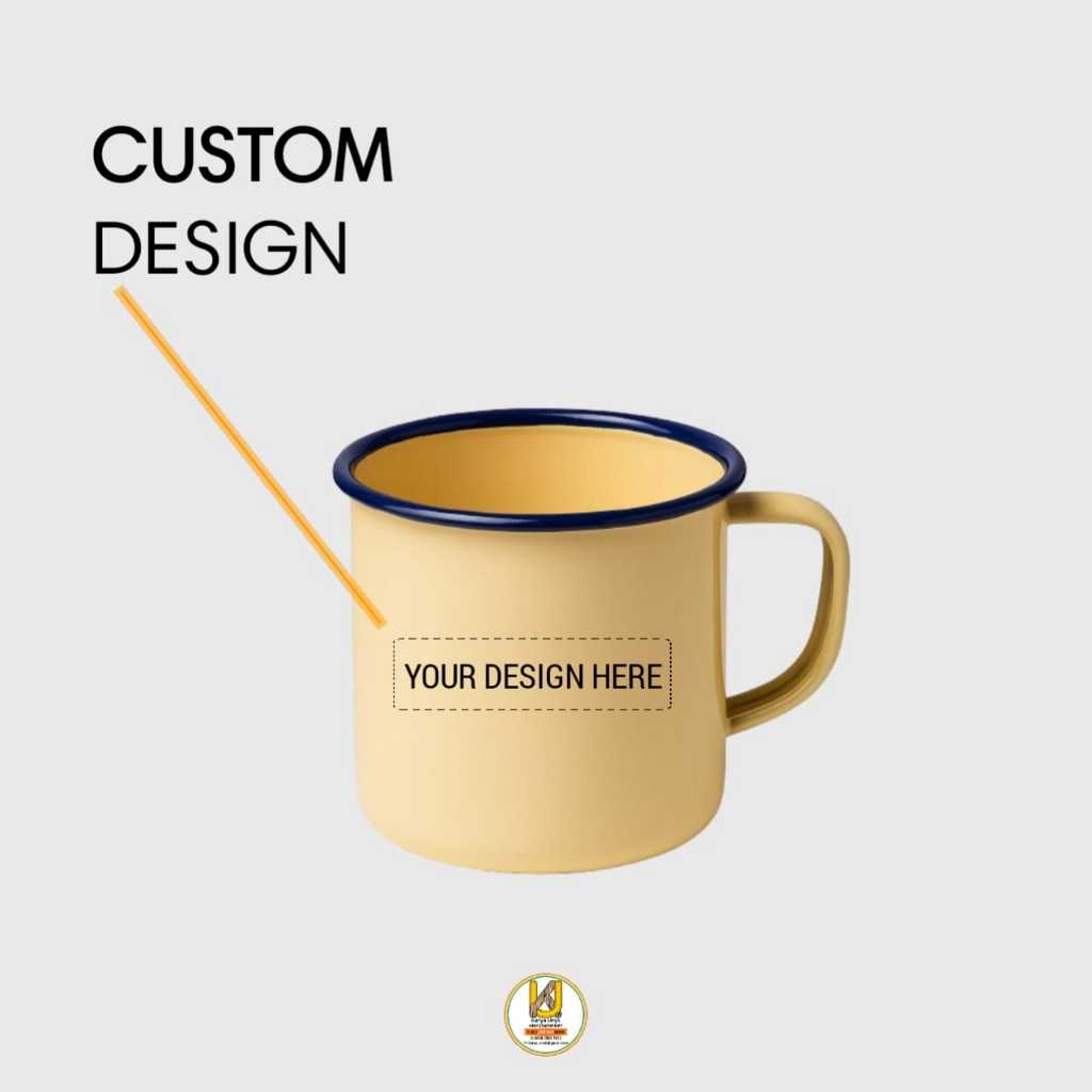 Mug Enamel Custom Desain Nama & Gambar | Gelas Kaleng Retro Unik Hadiah Kado Souvenir