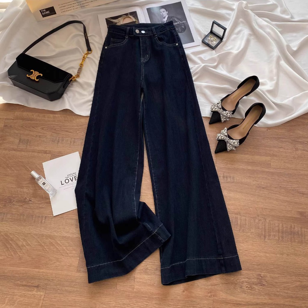 <elegan.girl> celana jeans wanita panjang baggy pants straight loosefit celana denim cewek longgar j