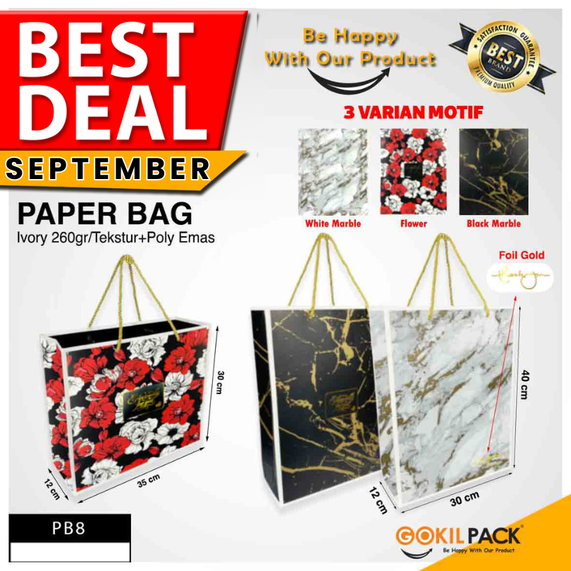 

Paper Bag Rose Marble - Tas Hadiah aestetic kado ulang tahun jumbo - PB8