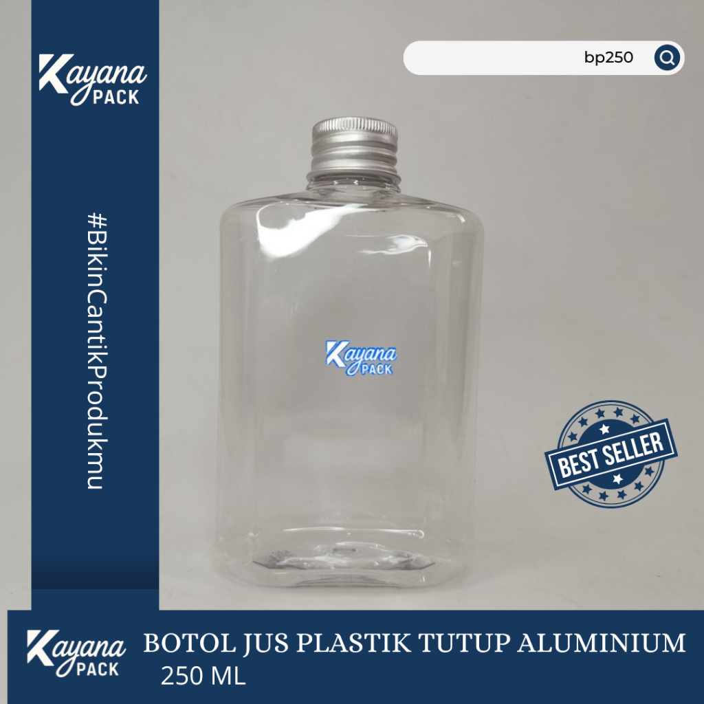 BOTOL PLASTIK 250ML BENING TUTUP ALUMINIUM / BOTOL PLASTIK CLEAR 250 ML / BOTOL JUS / BOTOL MADU / B