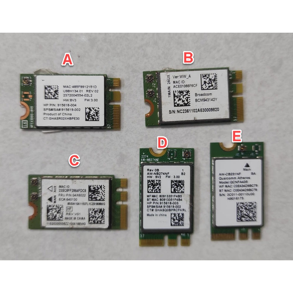 WiFi WLAN card + Bluetooth 4.0 AW-NB274NF AW-CB231NF BCM943142Y QCNFA435 QCNFA335 RTL8723DE