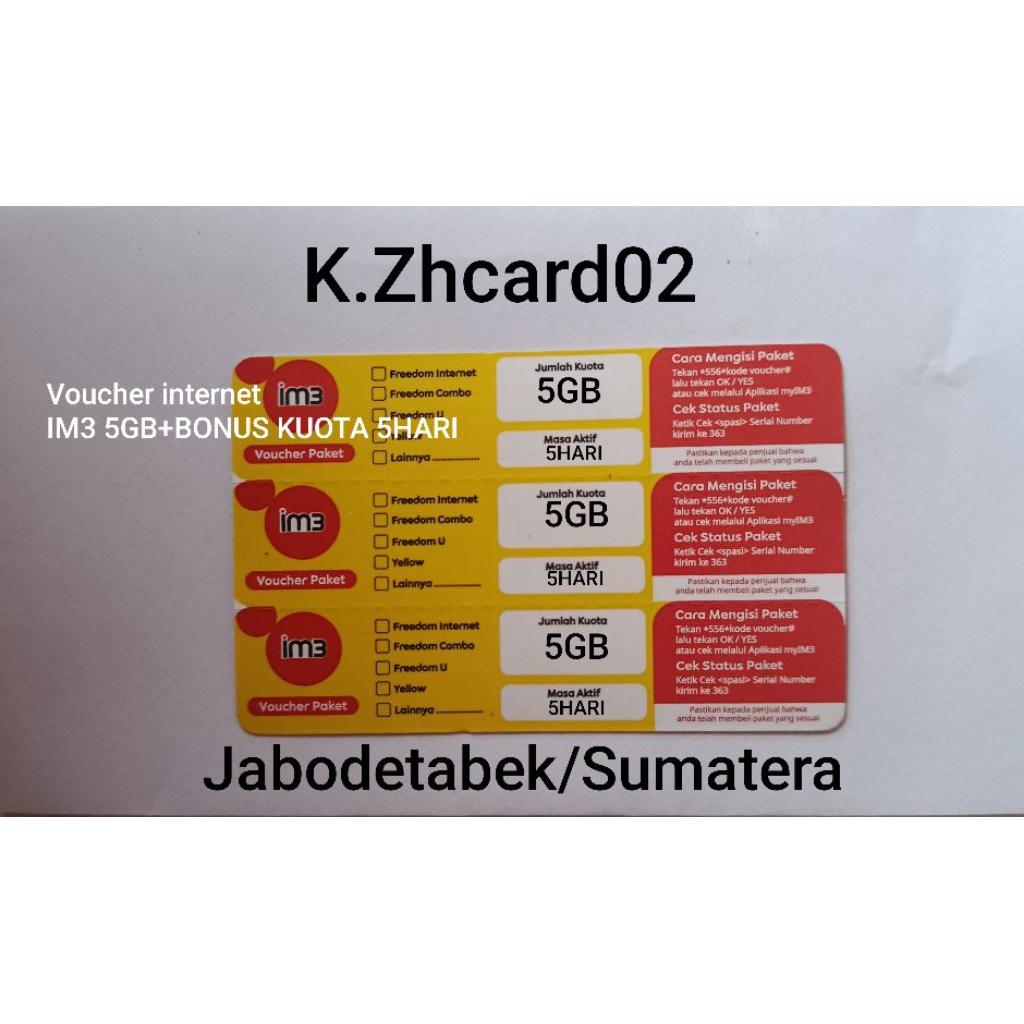 Voucher internet INDOSAT OOREDOO 3,5GB-5HARI/5GB-5HARI/7GB-7HARI