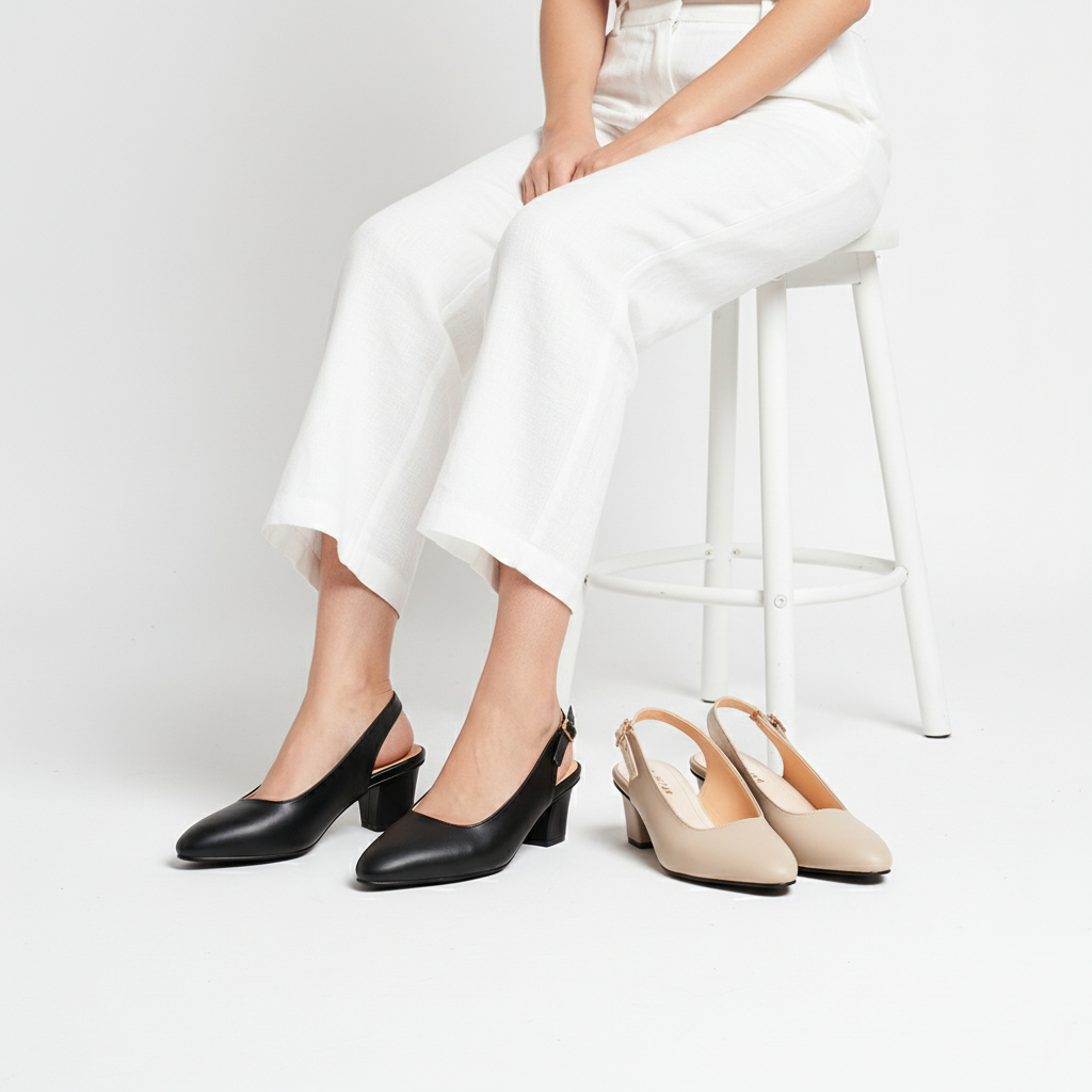 Zavatu Sepatu Sandal Wanita Slip On Mules Bustong Model Tali Hak 5 cm Big Size Jumbo  35-45 ZVT 391