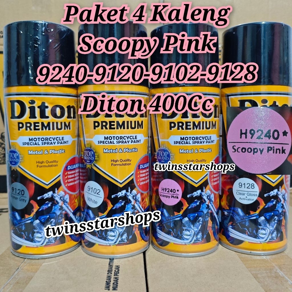 Pilok Pylox Cat Diton Premium Varian Paket 4 Kaleng Scoopy Pink 9240 Putih White 9102 Silver 9124Epo