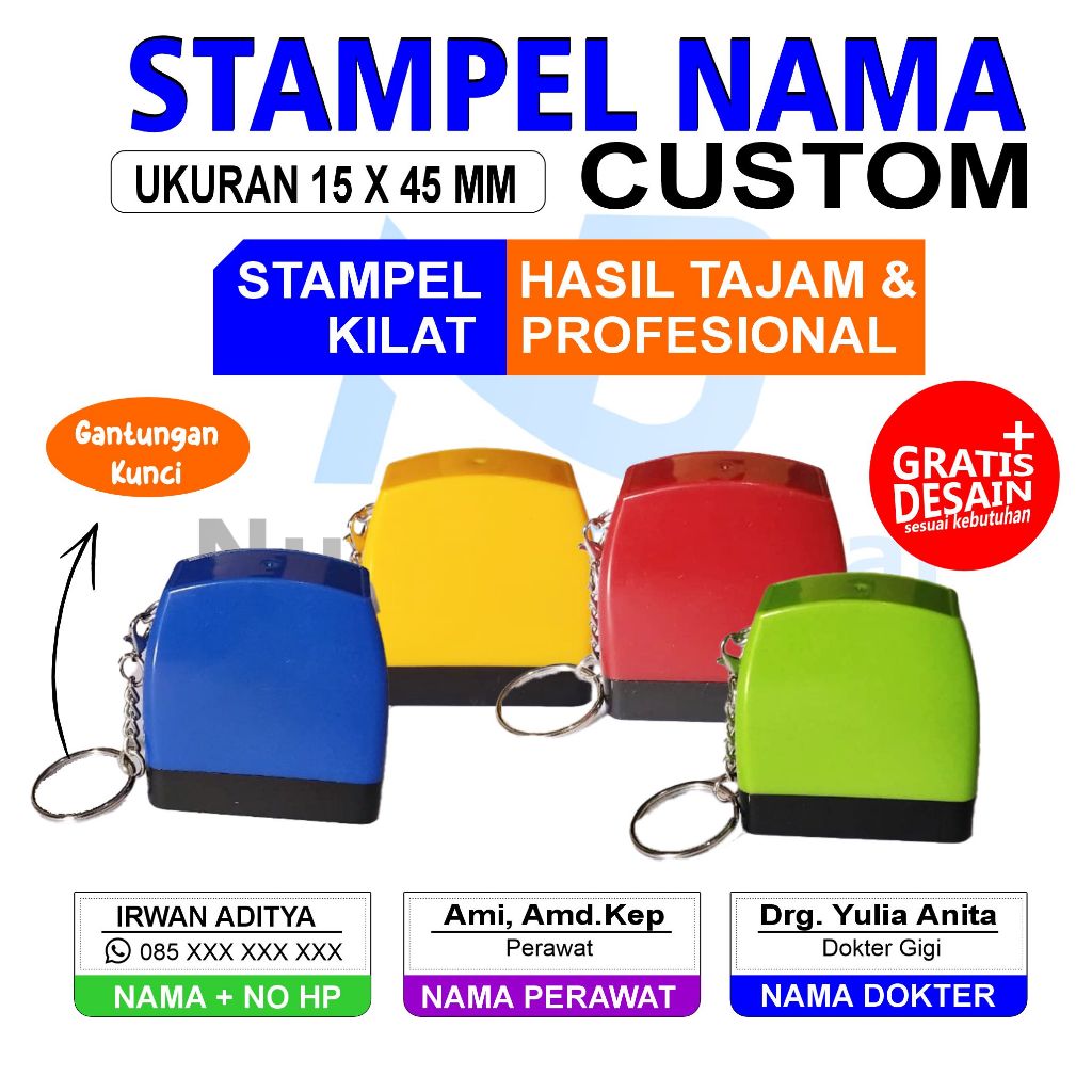 Stampel Custom Nama, Stampel Dokter, Stampel Perawat, stampel flash (Otomatis)