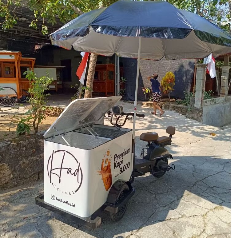 gerobak sepeda listrik minuman keliling bisa custom model free ongkir
