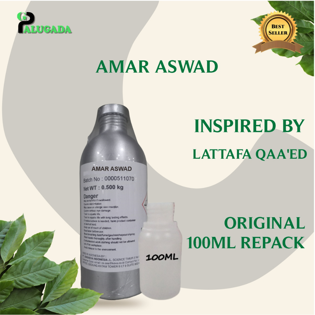 Bibit Parfum Murni AMAR ASWAD | LATTAFA QAA'ED  KEVA 100ml REPACK