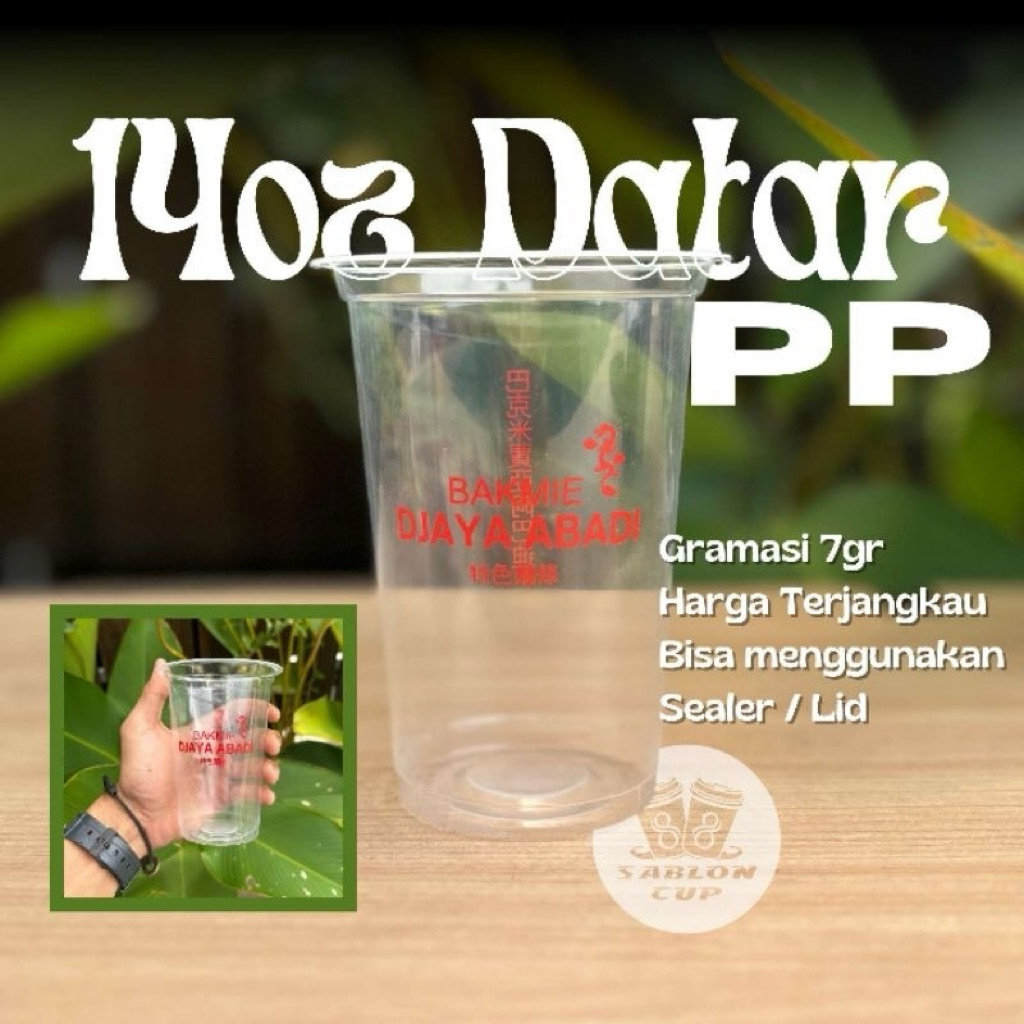 Sablon Cup PP Datar STARINDO Cup 14oz datar Gelas Plastik