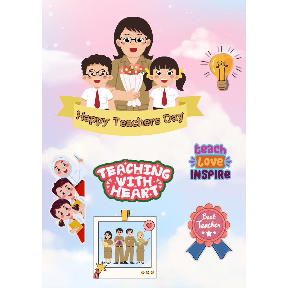 Topper Cake Kue Selamat hari guru Bisa Custom Nama