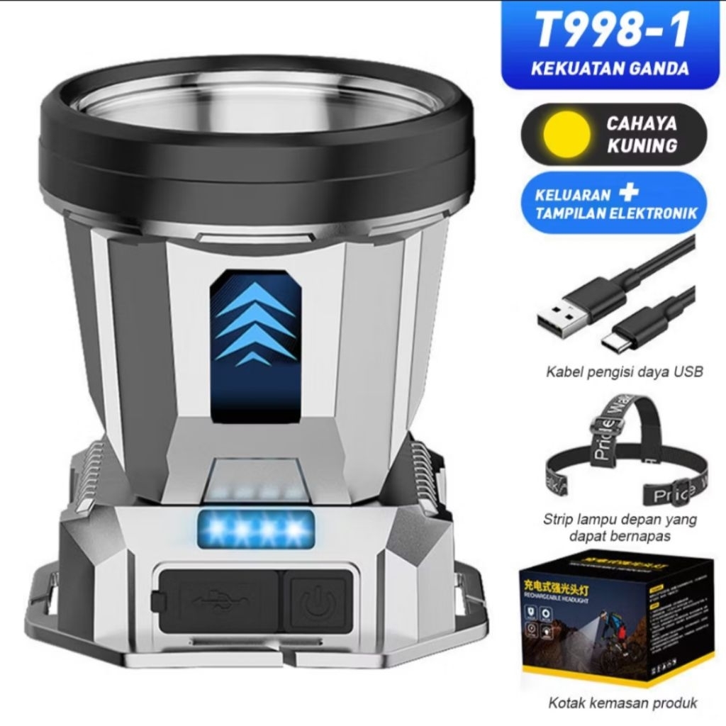 Senter kepala LED+Powerbank charger HP