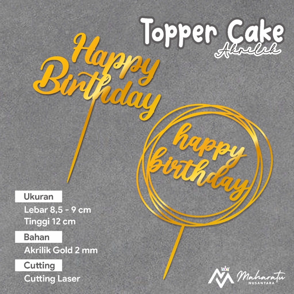 

Topper Cake Happy Birthday Bahan Akrilik Hiasan Kue Ulang Tahun Acrylic Dekorasi Tusukan Kue Ultah Toppers Cake